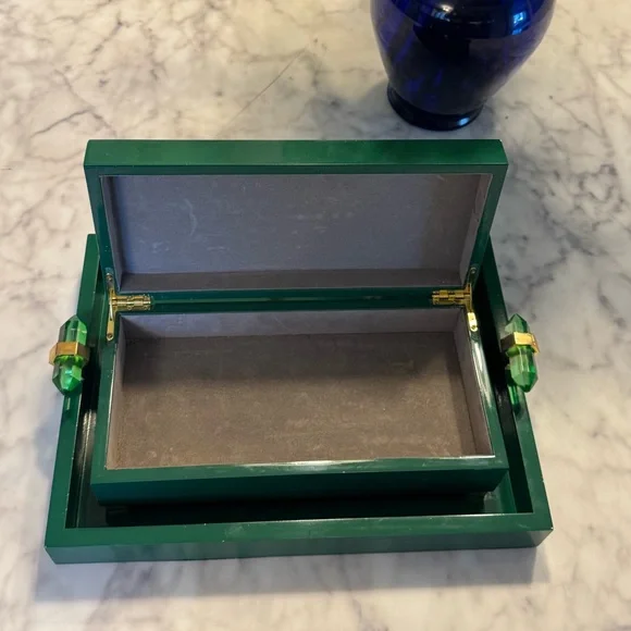 Gorgeous Art Deco Box and Tray with Crystal accents - Picture 2 of 7